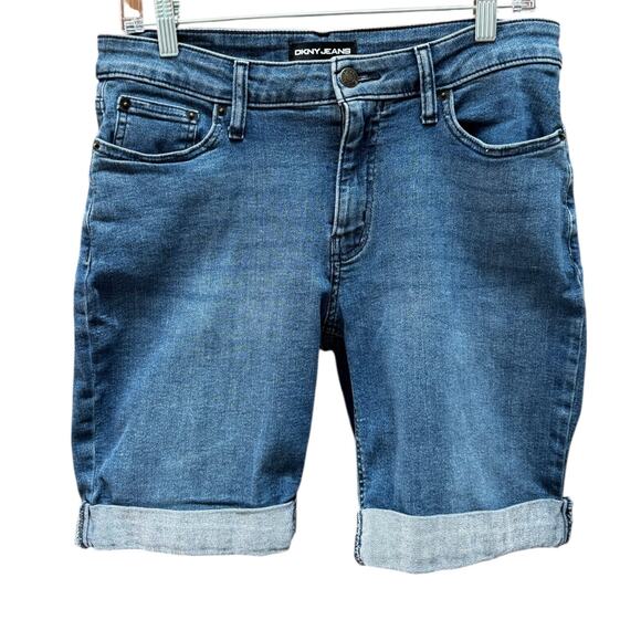 DKNY Bermuda Denim Shorts | Mid Rise Stretch Jean Shorts | Size 10 - Picture 3 of 9